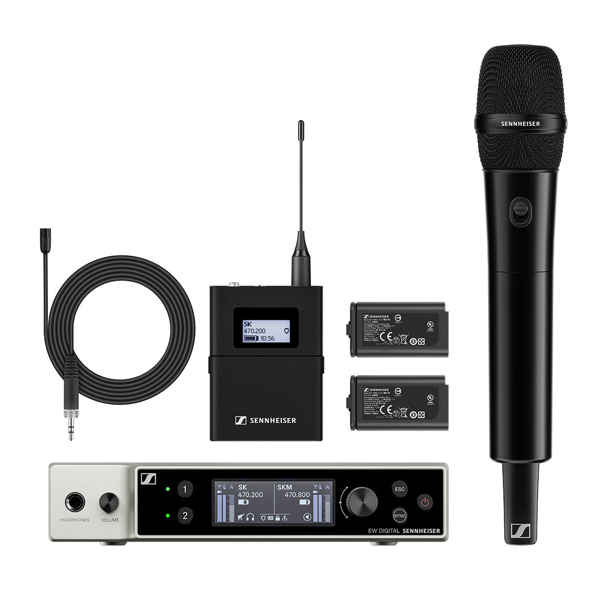 EW-DX MKE 2 / 835-S SET (R1-9) Kit UHF avec micro cravate et main rackable