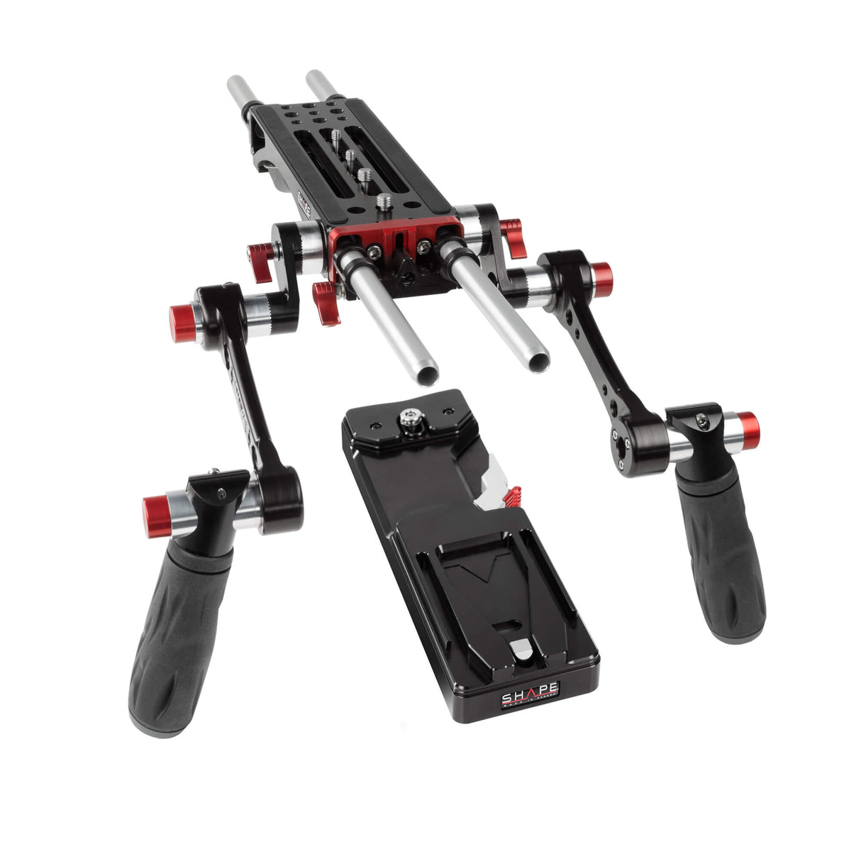 V-lock quick release baseplate avec plaque de trépied et double poignée rosette