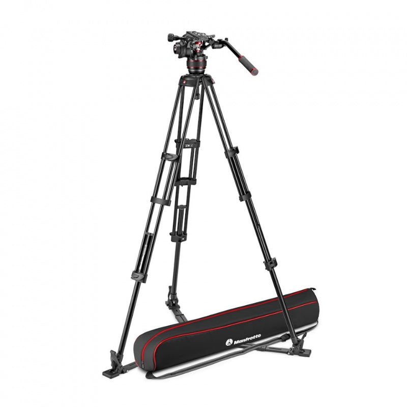 Manfrotto Nitrotech 608 & Trépied Twin-leg Alu Entretoise sol